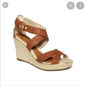 Sperry tan woven harbordale wedge sandal 6.5